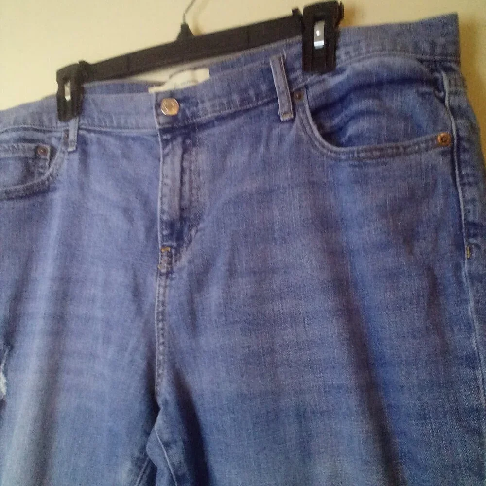 Gap Jeans Women 34 Best Girlfriend Distressed Ankle Cropped Blue